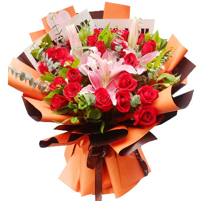丽水22朵红玫瑰百合，我的爱为你点亮
