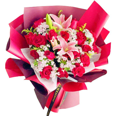 丽水18朵红玫瑰百合，永远牵手到老