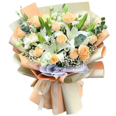 丽水19朵香槟玫瑰百合，你是我的真爱