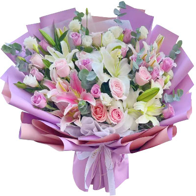 丽水20朵玫瑰混搭百合，爱情浪漫幸福