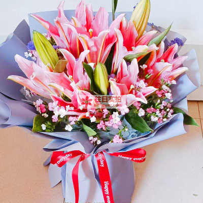 丽水6支香水百合，全家幸福快乐
