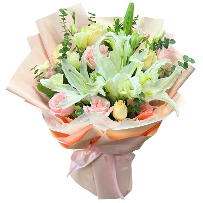 丽水10朵玫瑰百合混搭，爱是难忘时刻