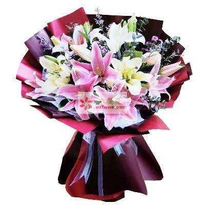 丽水8支百合花,天天开心